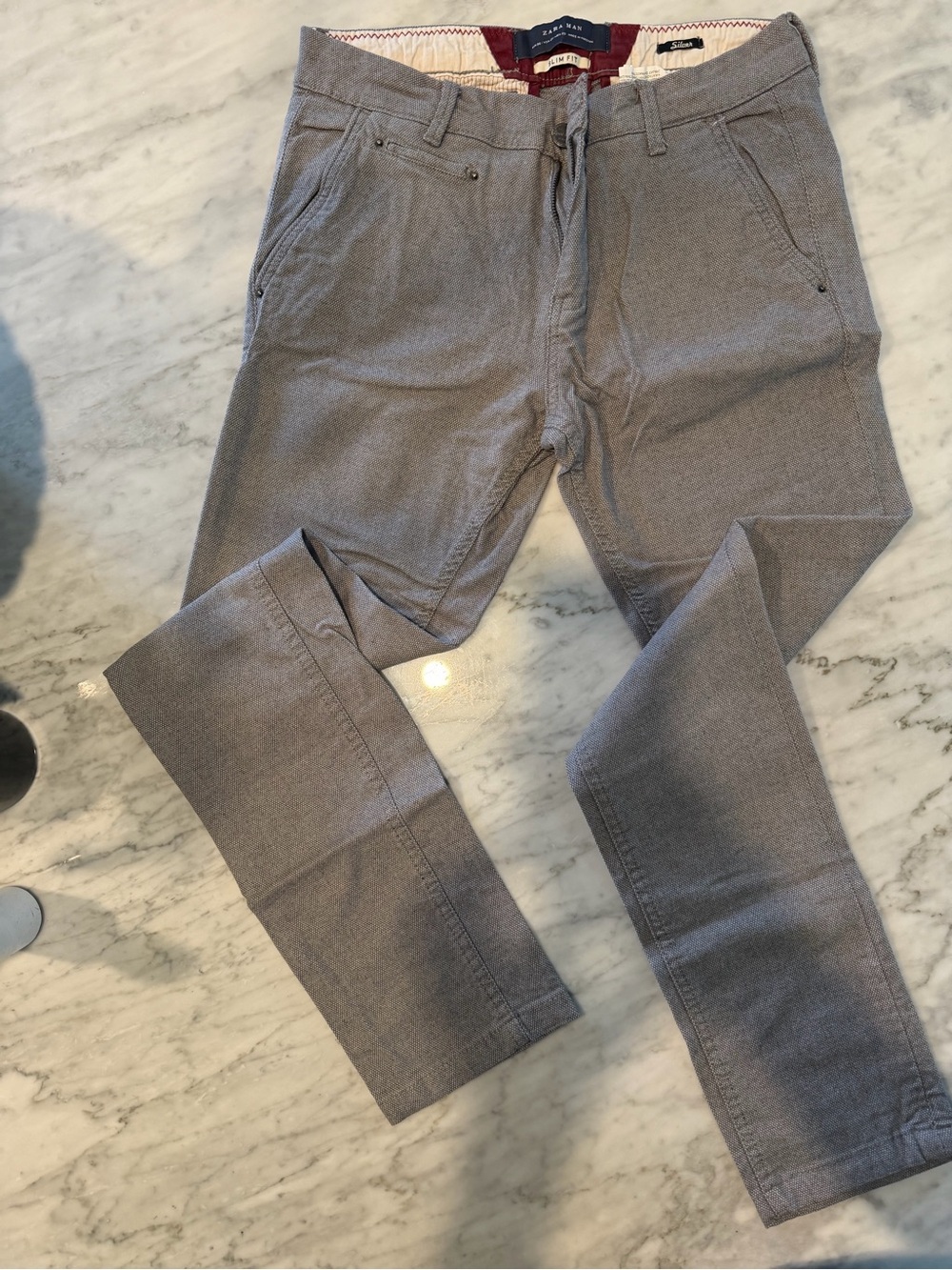 Zara Men's Light Gray Slim Chino Pants